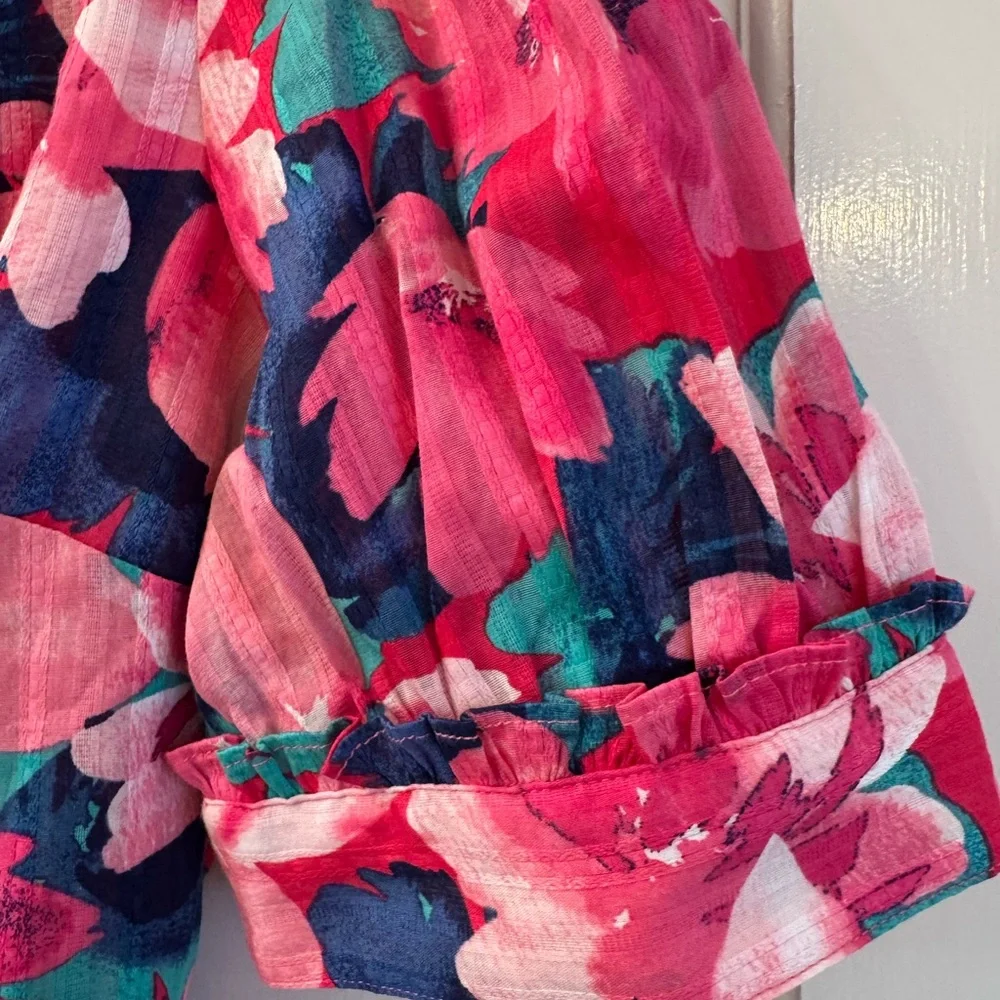 Draper James Coral-Pink wrap midi sundress - Picture 3 of 9